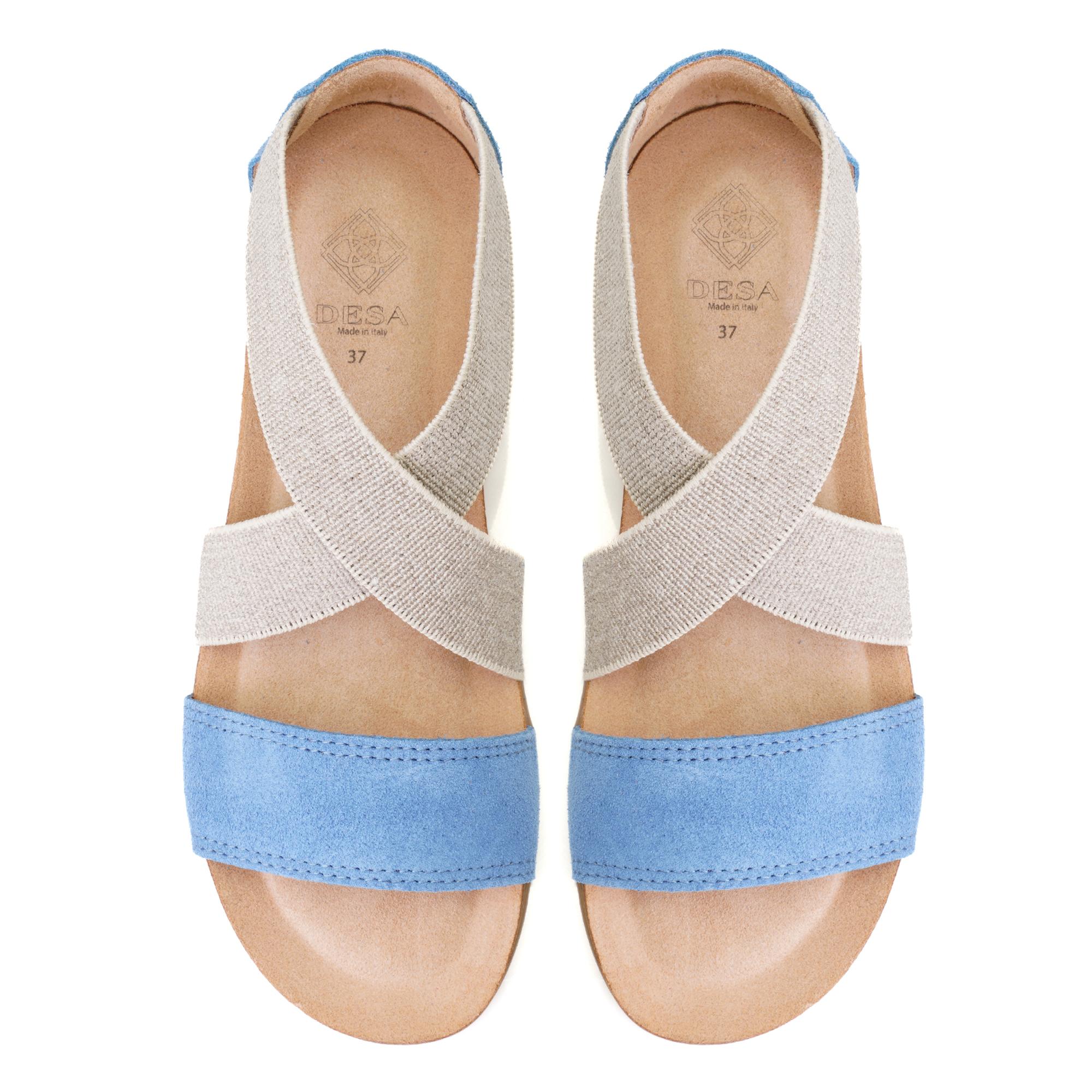 Kadın Mavi Süet Deri Sandalet