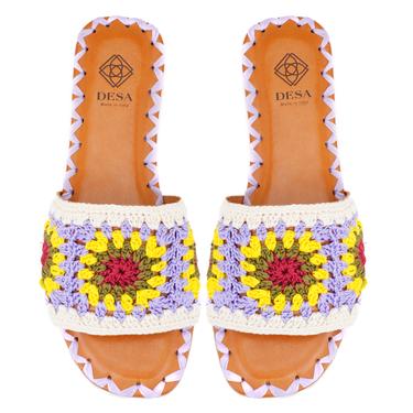  Kadın Lila Triko Örgülü Terlik