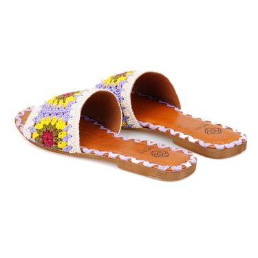  Kadın Lila Triko Örgülü Terlik