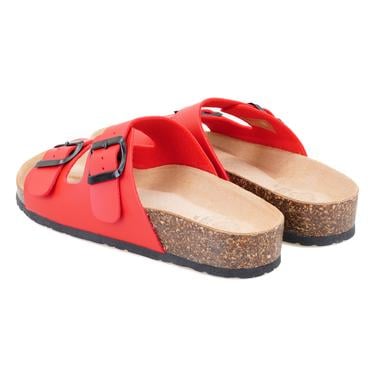  Kadın Kırmızı Ayarlanabilir Tokalı Terlik