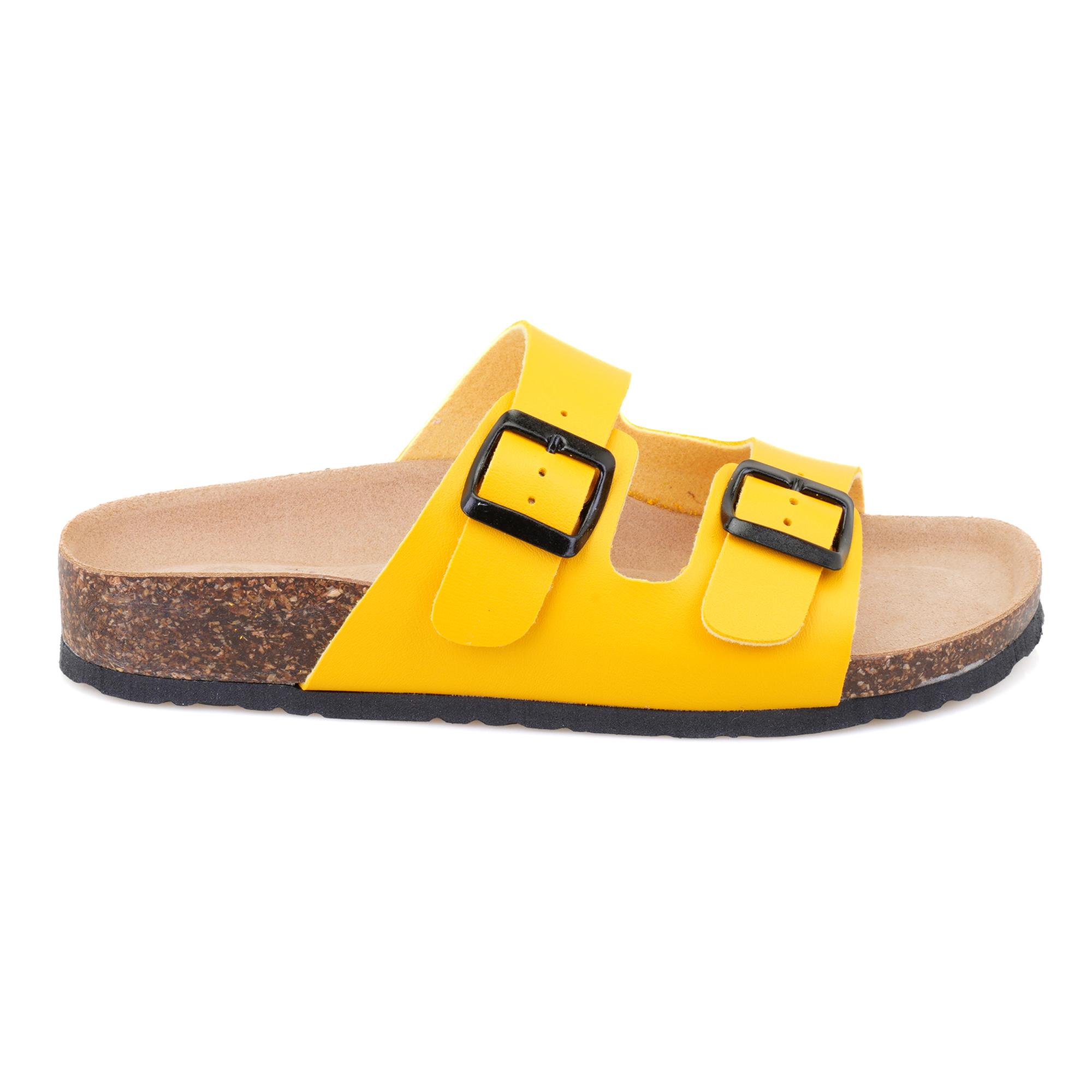 Kadın Sarı Ayarlanabilir Tokalı Terlik