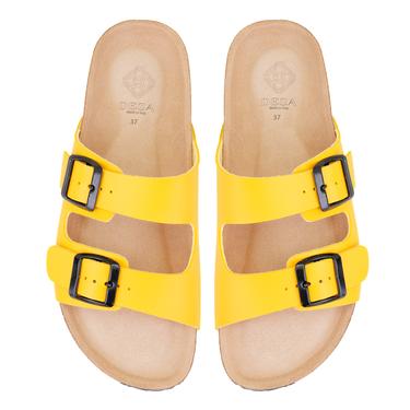  Kadın Sarı Ayarlanabilir Tokalı Terlik