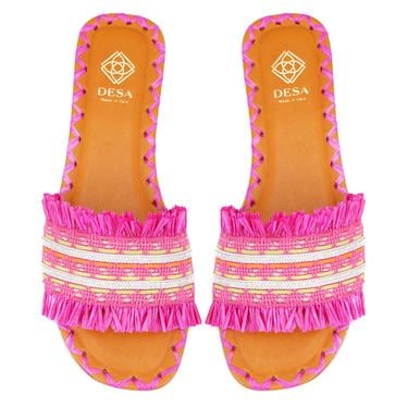  Kadın Pembe Hasır Örgülü Terlik