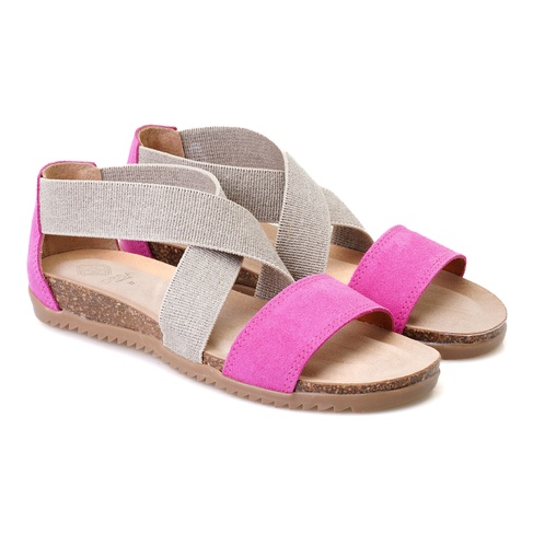  Kadın Pembe Süet Deri Sandalet
