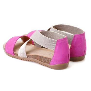  Kadın Pembe Süet Deri Sandalet