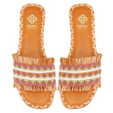  Kadın Kahve Hasır Örgülü Terlik