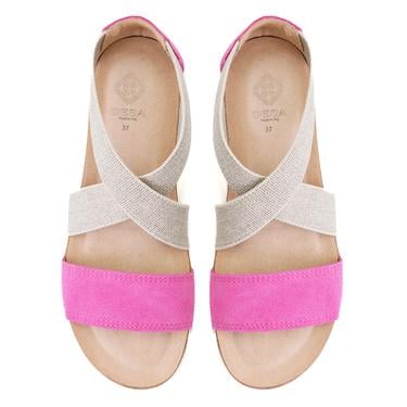  Kadın Pembe Süet Deri Sandalet