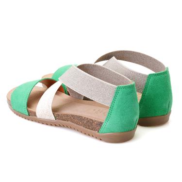  Kadın Yeşil Süet Deri Sandalet