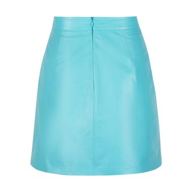  Tiberia Kadın Turkuaz Mini Deri Etek