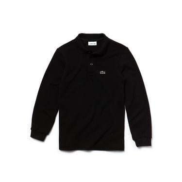  Erkek Çocuk Regular Fit Uzun Kollu Siyah Polo