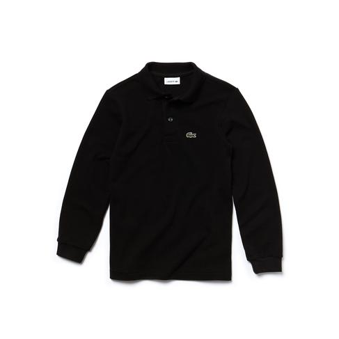  Erkek Çocuk Regular Fit Uzun Kollu Siyah Polo