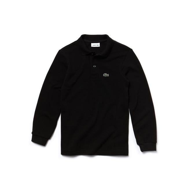  Erkek Çocuk Regular Fit Uzun Kollu Siyah Polo