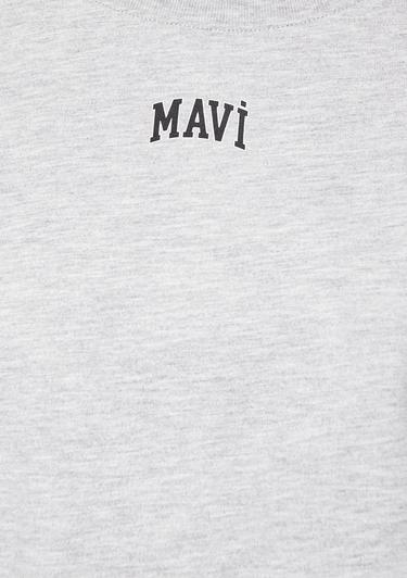  Mavi Mavi Logo Baskılı Gri Tişört Crop / Kısa Kesim 1611585-82816