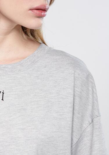  Mavi Mavi Logo Baskılı Gri Tişört Crop / Kısa Kesim 1611585-82816