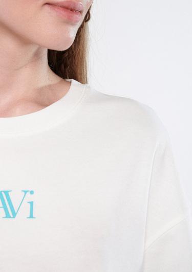  Mavi Mavi Logo Baskılı Beyaz Tişört Oversize / Geniş Kesim 1611593-70057