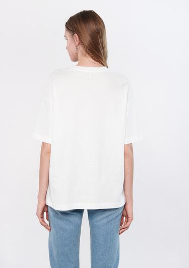  Mavi Mavi Logo Baskılı Beyaz Tişört Oversize / Geniş Kesim 1611593-70057