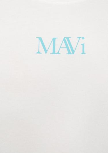  Mavi Mavi Logo Baskılı Beyaz Tişört Oversize / Geniş Kesim 1611593-70057