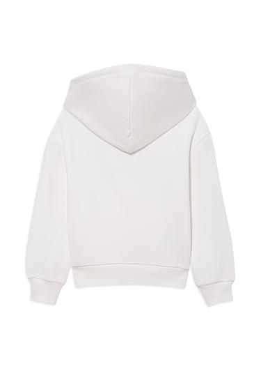  Mavi Mavi Logo Baskılı Beyaz Kapüşonlu Sweatshirt 6610110-70057