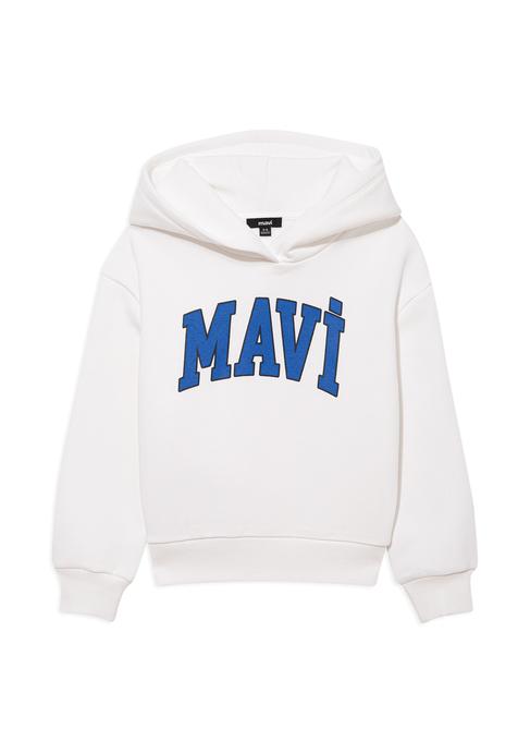  Mavi Mavi Logo Baskılı Beyaz Kapüşonlu Sweatshirt 6610110-70057