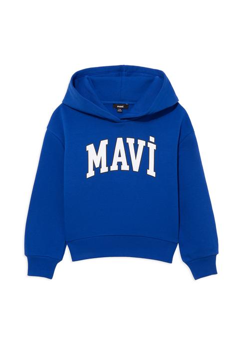  Mavi Mavi Logo Baskılı Mavi Kapüşonlu Sweatshirt 6610110-70896