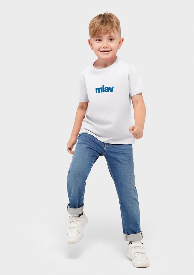  Mavi Miav Baskılı Beyaz Çocuk  Tişört Regular Fit / Normal Kesim 66332620