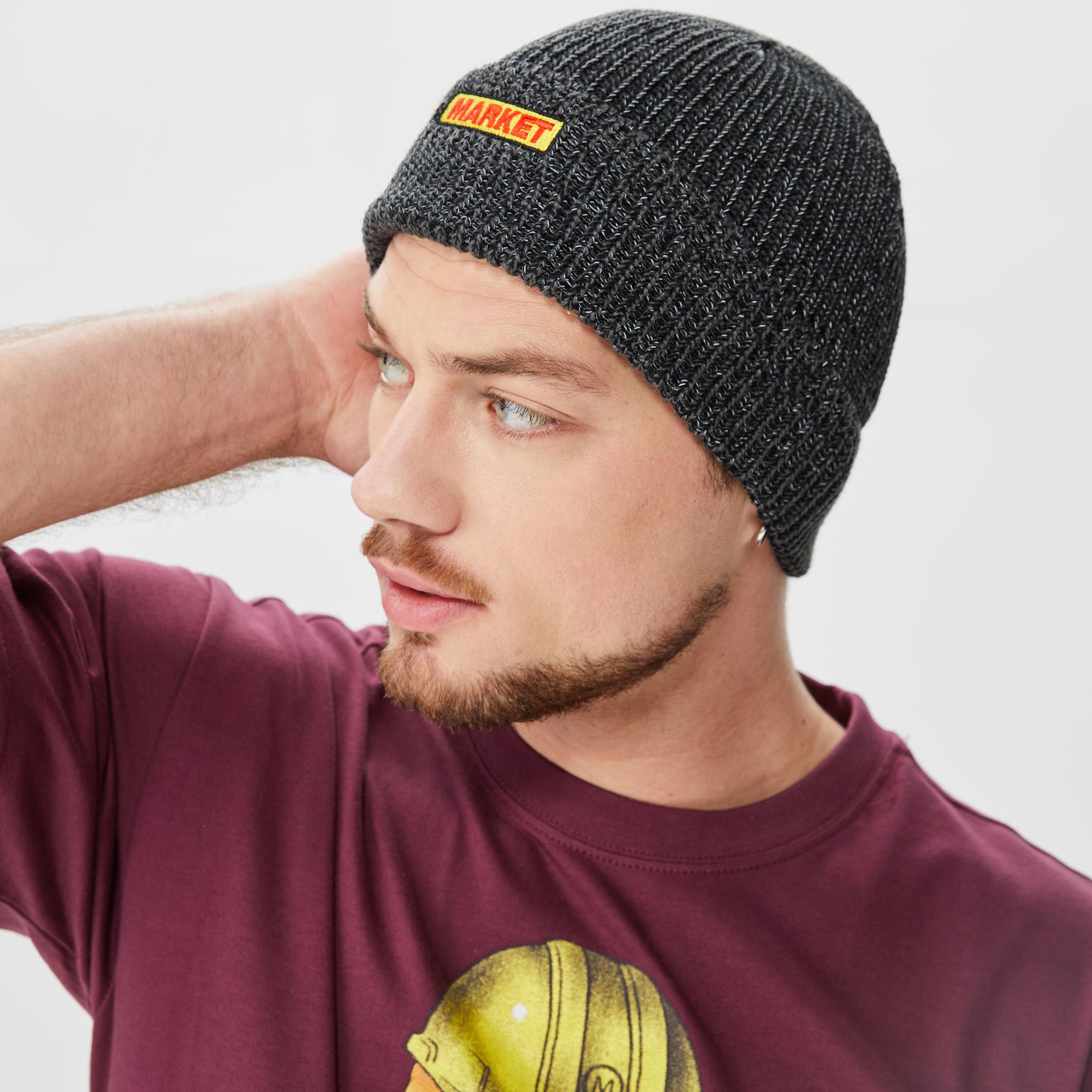 Market Ribbed Knit Erkek Siyah Bere