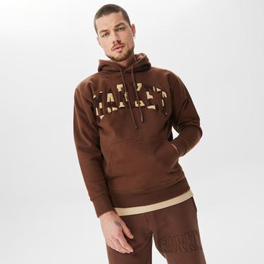  Market Chess Club Applique Fleece Erkek Kahverengi Hoodie