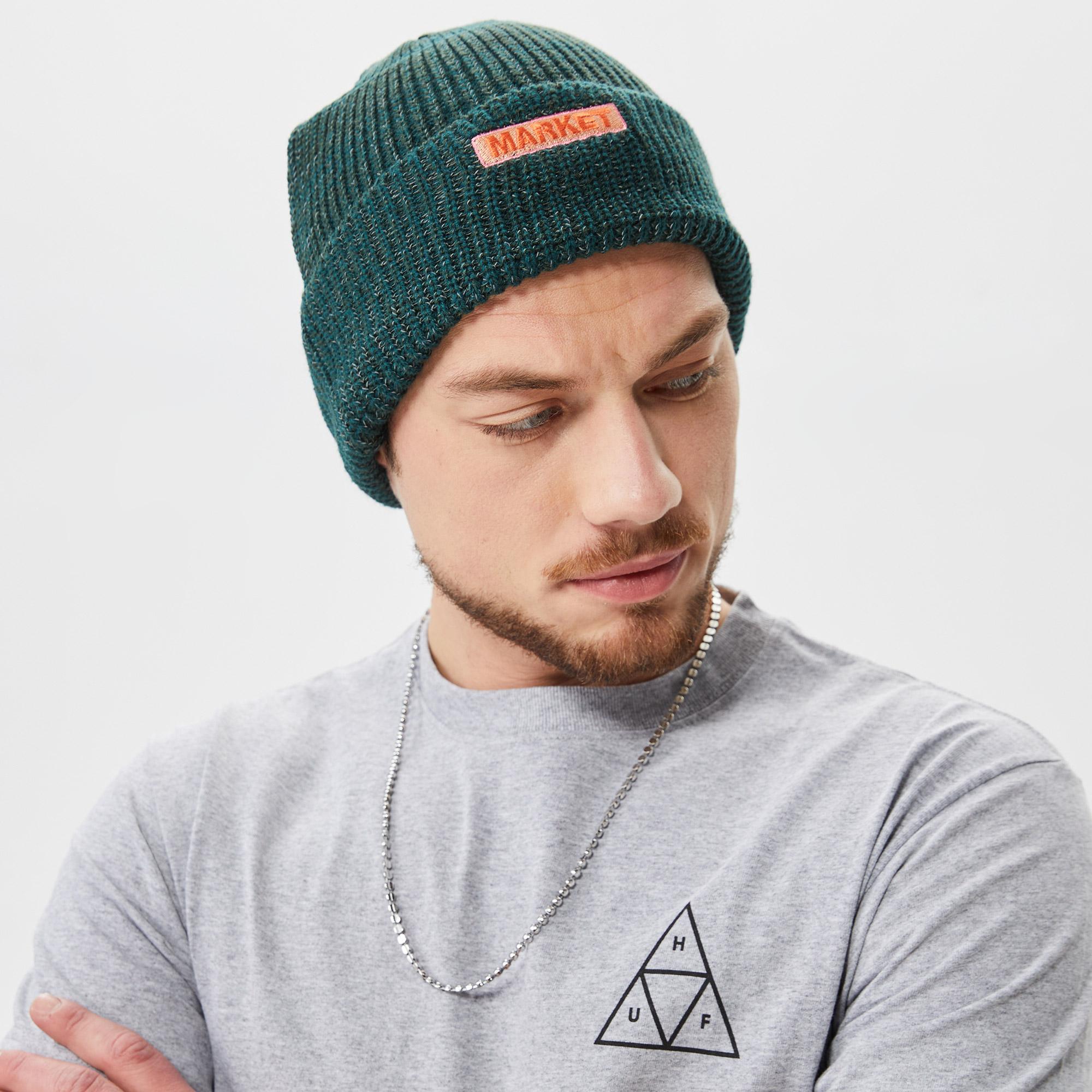 Market Ribbed Knit Erkek Yeşil Bere