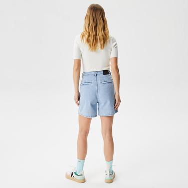  Kadın Loose Fit Denim Açık Mavi Bermuda