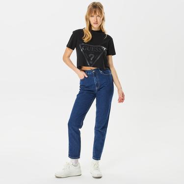  Guess Adele Crop Organic 160Gsm Kadın Siyah T-Shirt