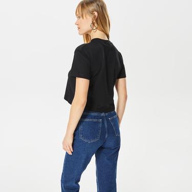  Guess Adele Crop Organic 160Gsm Kadın Siyah T-Shirt