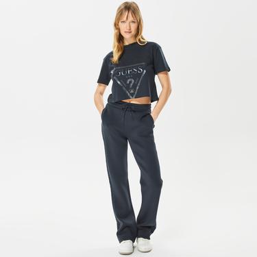  Guess Adele Crop Kadın Siyah T-Shirt