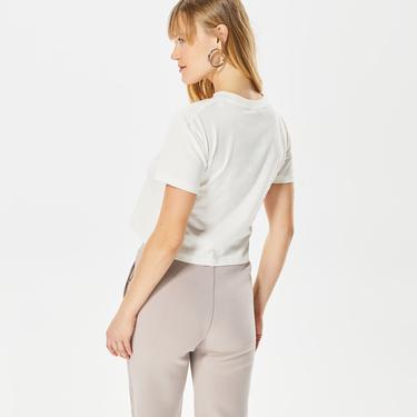  Guess Adele Crop Organic Kadın Krem T-Shirt