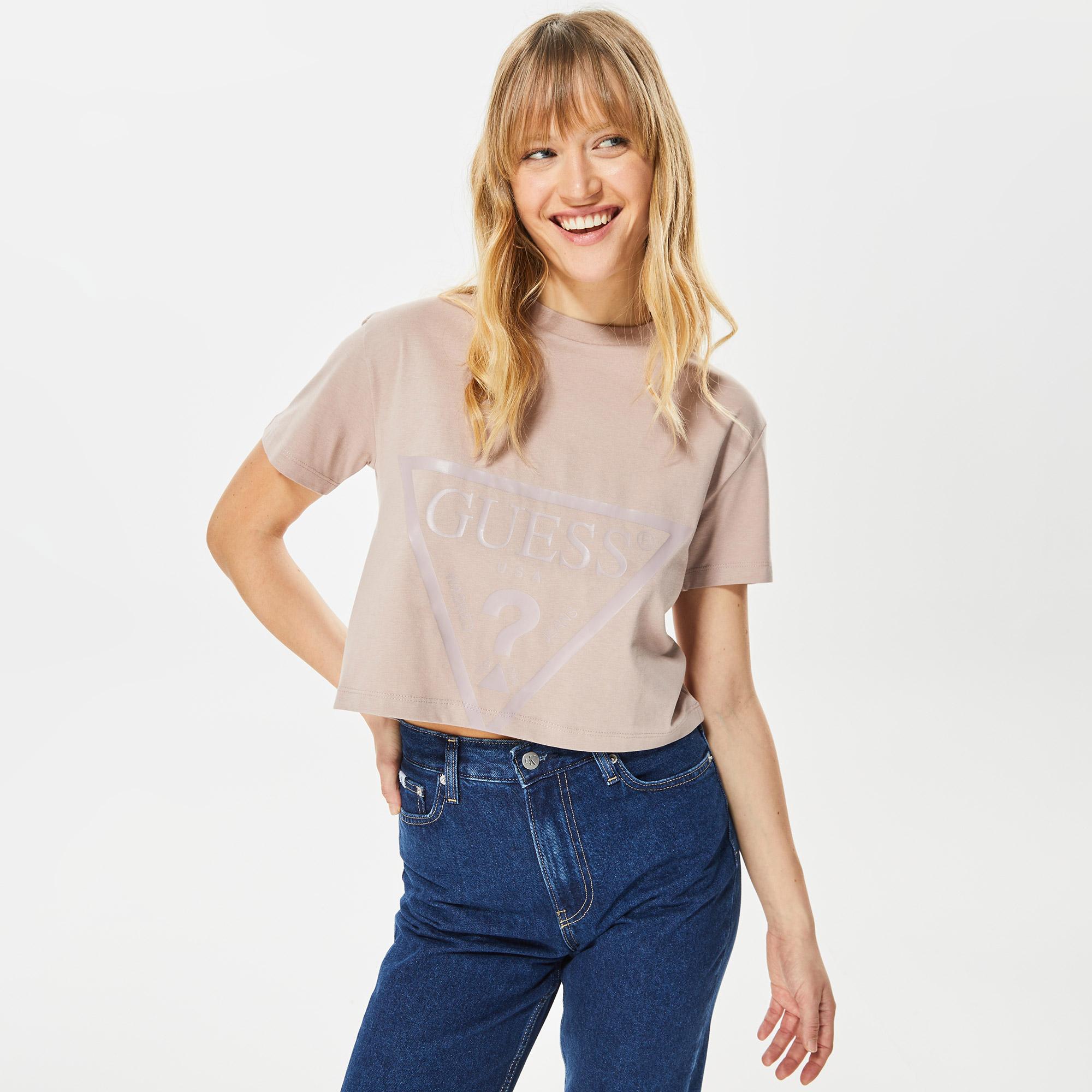 Guess Adele Crop Organic Kadın Kahverengi T-Shirt