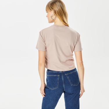  Guess Adele Crop Organic Kadın Kahverengi T-Shirt