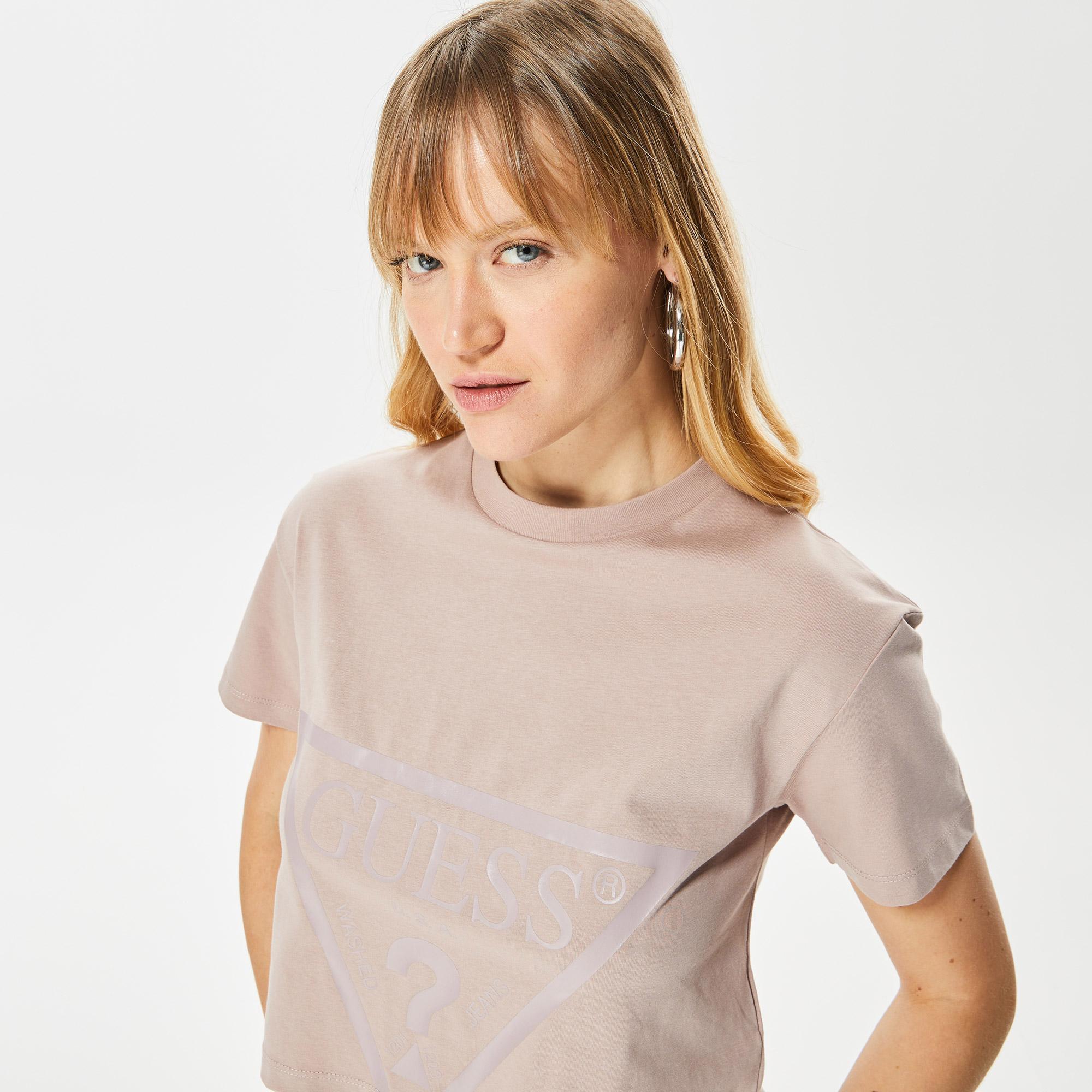 Guess Adele Crop Organic Kadın Kahverengi T-Shirt