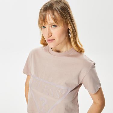  Guess Adele Crop Organic Kadın Kahverengi T-Shirt