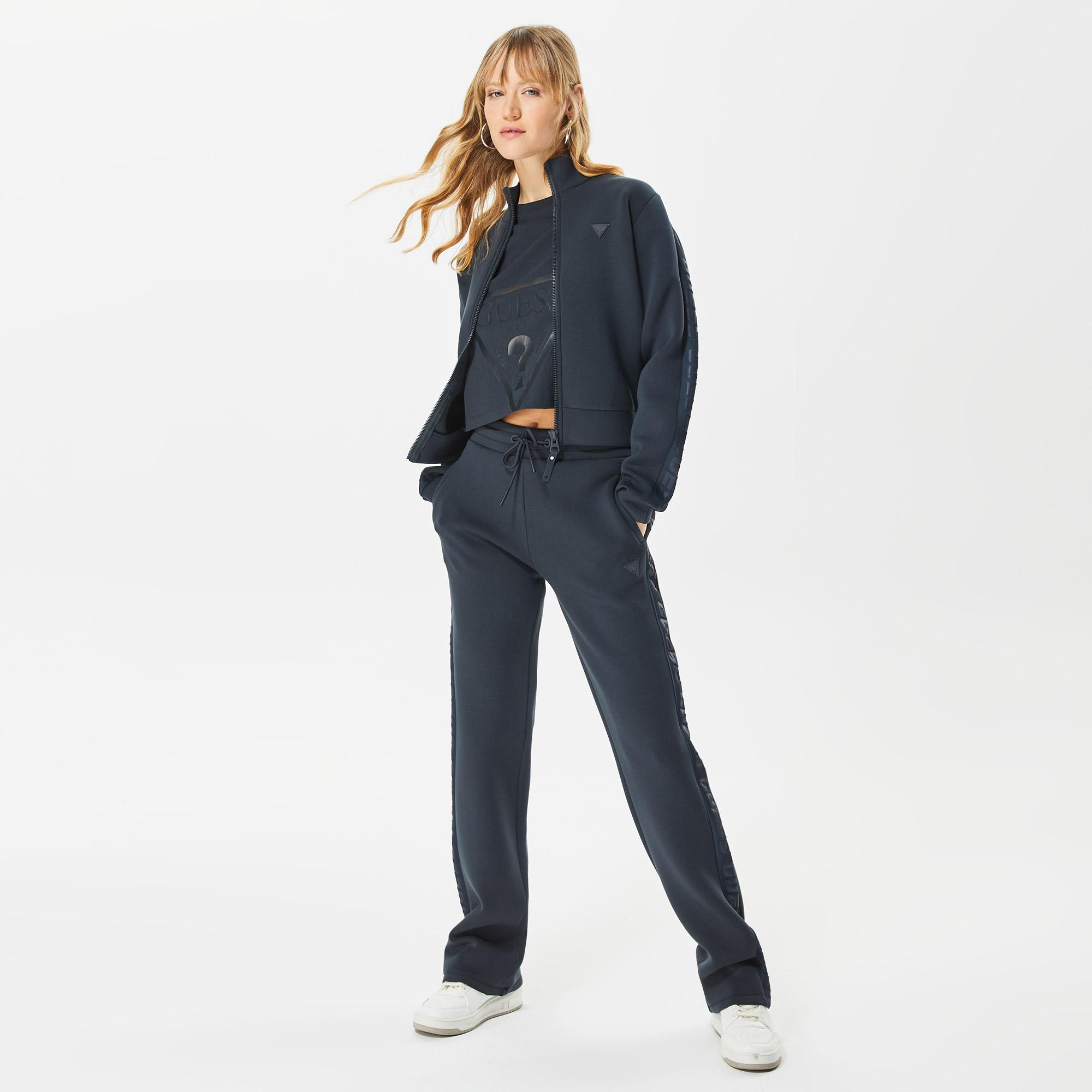 Guess New Allie Scuba Zip Kadın Siyah Eşofman Üstü