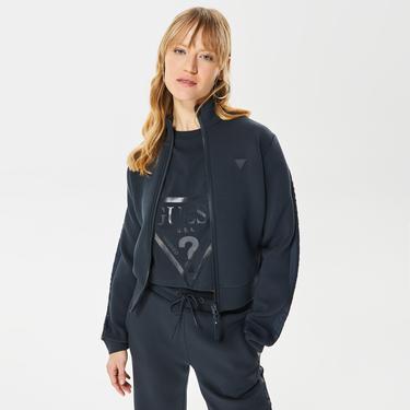  Guess New Allie Scuba Zip Kadın Siyah Eşofman Üstü