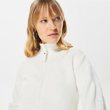  Guess New Allie Scuba Zip Kadın Beyaz Eşofman Üstü