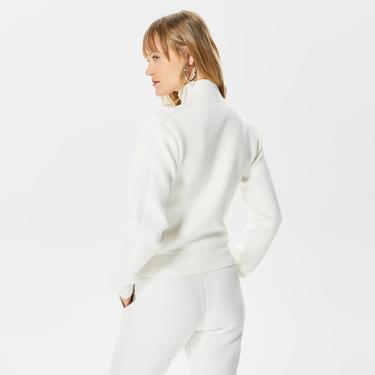  Guess New Allie Scuba Zip Kadın Beyaz Eşofman Üstü