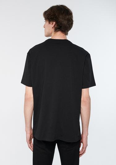  Mavi Bisiklet Yaka Siyah Basic Tişört Loose Fit / Bol Rahat Kesim 0610136-900