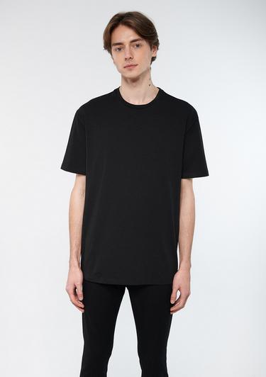  Mavi Bisiklet Yaka Siyah Basic Tişört Loose Fit / Bol Rahat Kesim 0610136-900