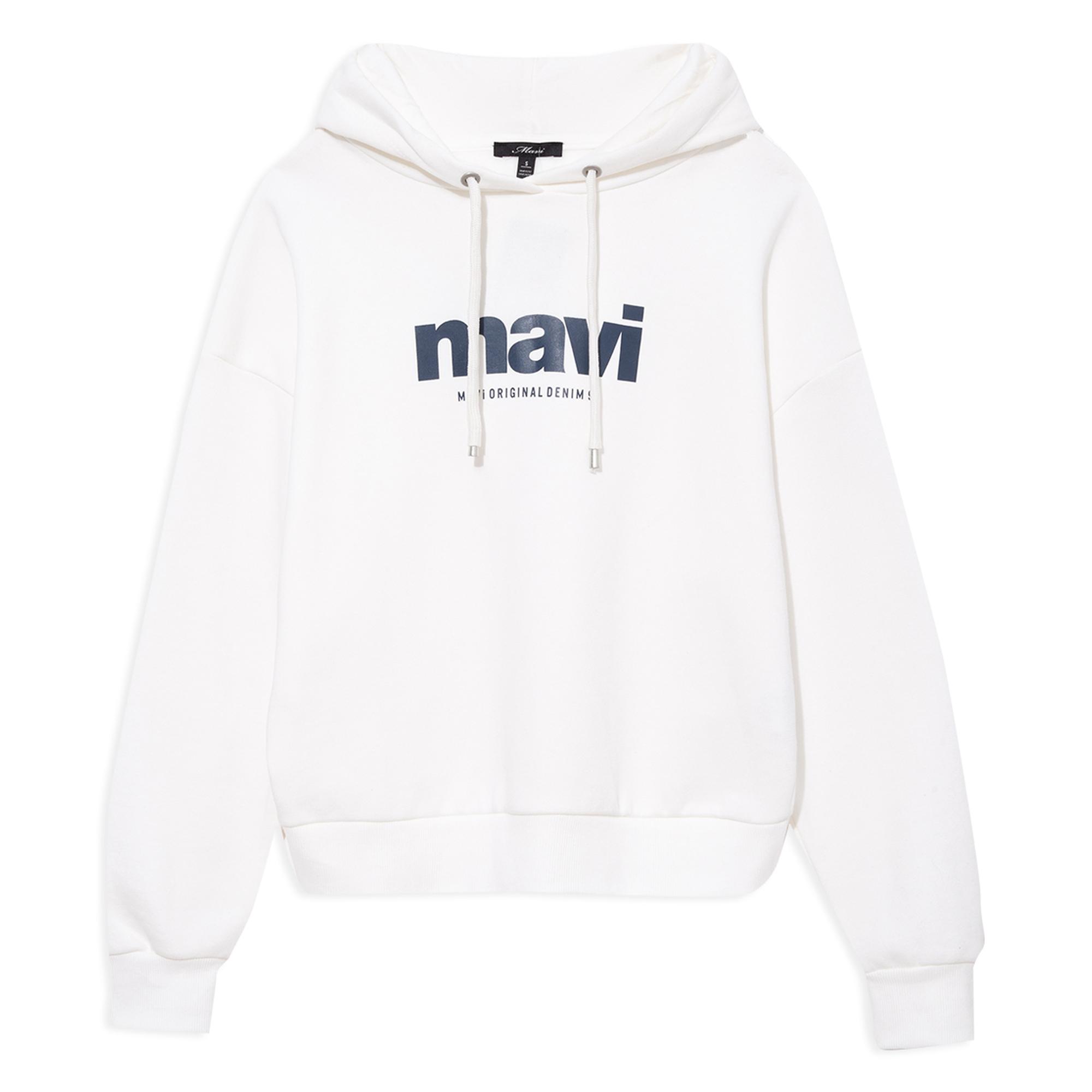 Mavi Mavi Logo Baskılı Kapüşonlu Ekru Sweatshirt 168334-81964