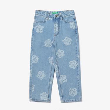  Benetton Baskılı Denim olon Çocuk Kahverengi Jean
