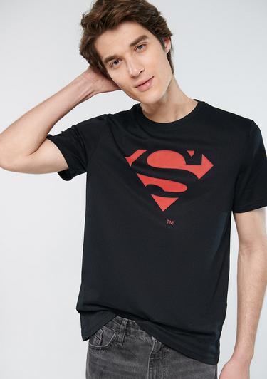  Mavi Superman Baskılı Siyah Tişört Slim Fit / Dar Kesim 066875-900