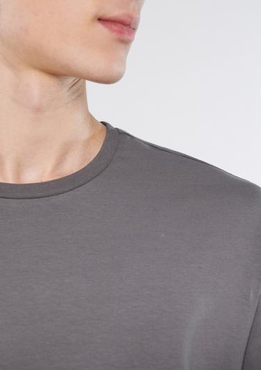  Mavi Bisiklet Yaka Gri Basic Tişört Loose Fit / Bol Rahat Kesim 0610136-80618