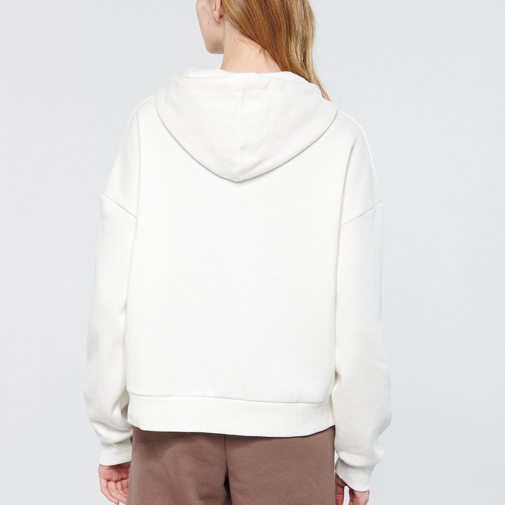 Mavi Mavi Logo Baskılı Kapüşonlu Ekru Sweatshirt 168334-81964