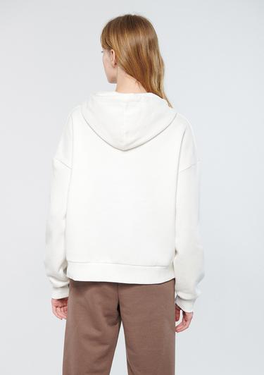  Mavi Mavi Logo Baskılı Kapüşonlu Ekru Sweatshirt 168334-81964