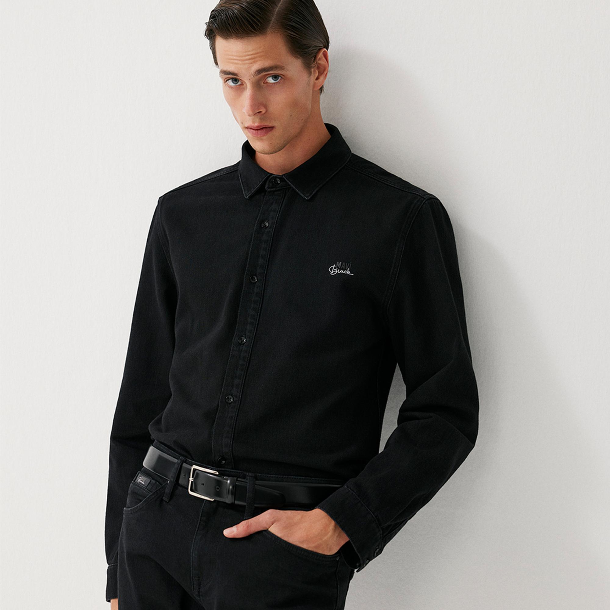 Mavi Roy Lux Black Antrasit Jean Gömlek Slim Fit / Dar Kesim 0210496-82410